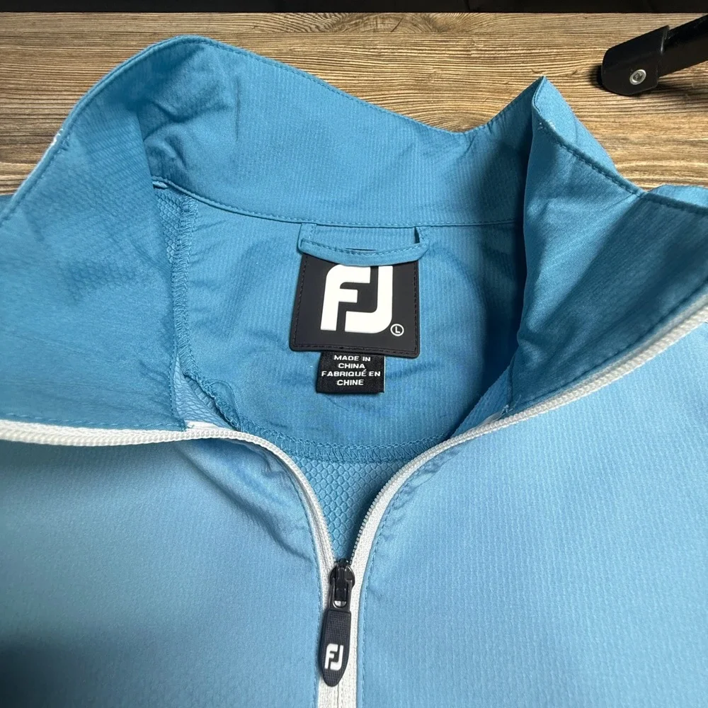 FootJoy FJ Mens Blue Quarter Zip Golf Pullover Lightweight Jacket Large